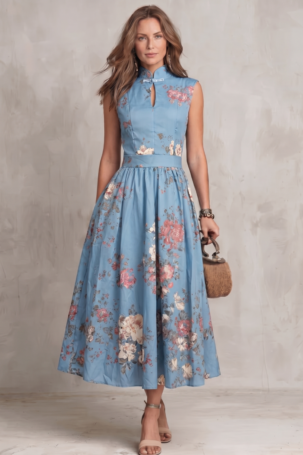 Noirelle - Vintage Floral Elegance Midi Dress