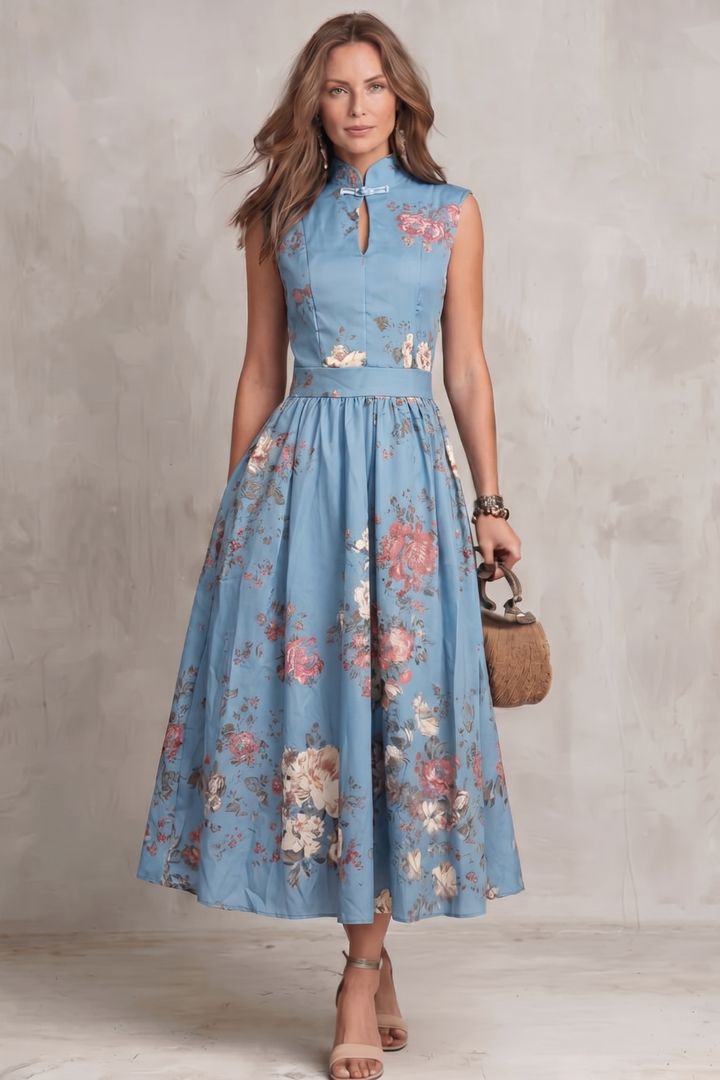 Noirelle - Vintage Floral Elegance Midi Dress