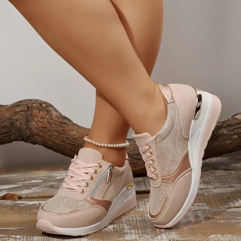 Lena - Lace-Up Side Zip Sneaker