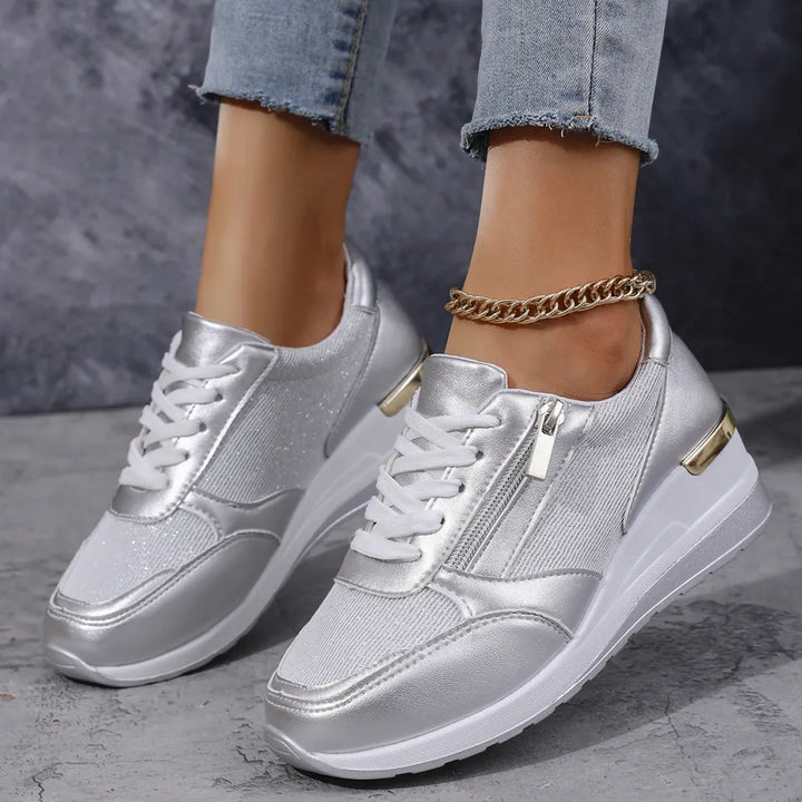 Lena - Lace-Up Side Zip Sneaker