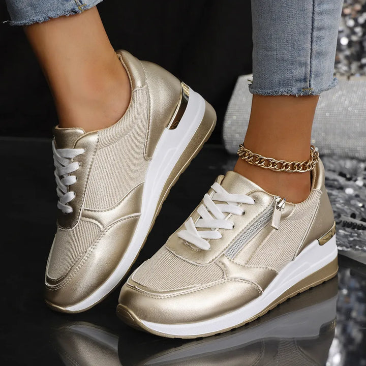 Lena - Lace-Up Side Zip Sneaker