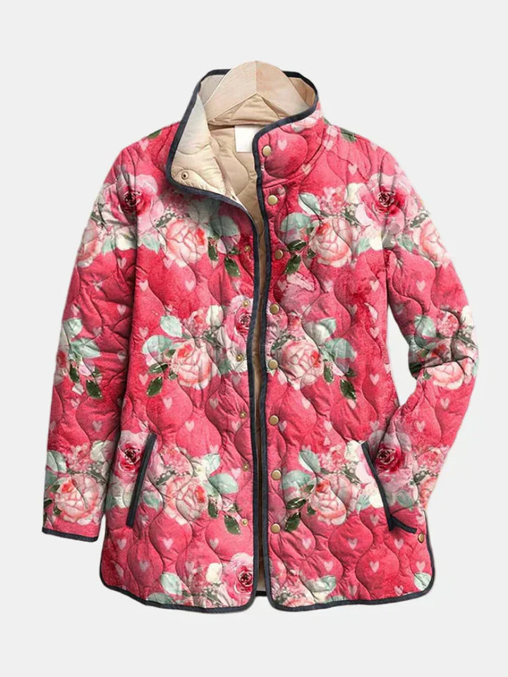 Mila - Charming Vintage Floral Print Quilted Jacket