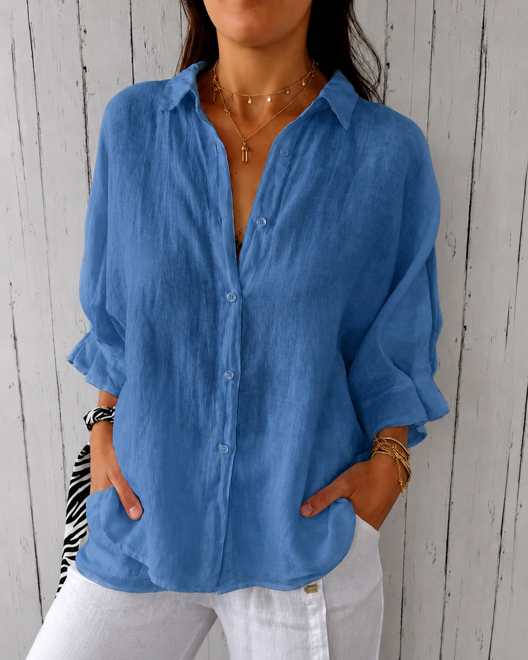 Selena - Lace-Up Back Shirt