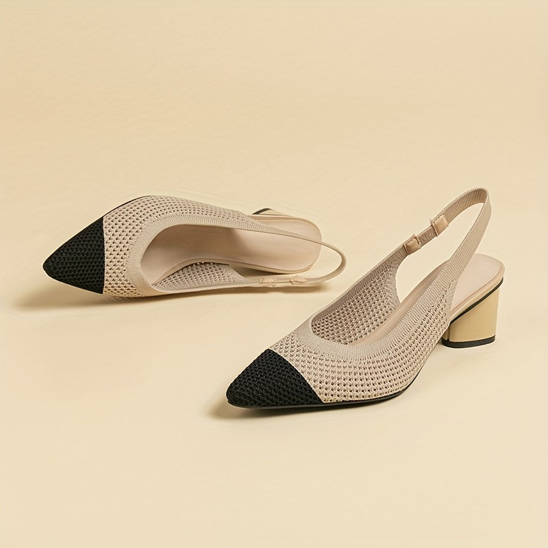 Vivienne - Woven Slingback Block Heels
