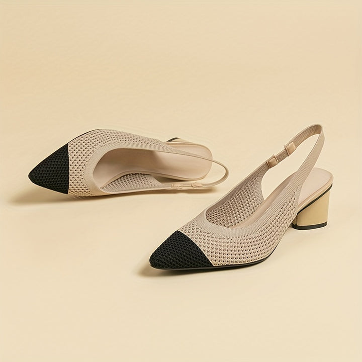 Vivienne - Woven Slingback Block Heels