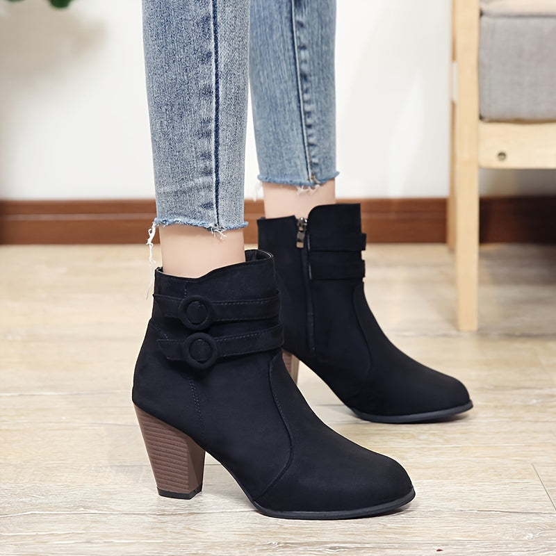 Stella - Pointed Toe Block Heel Ankle Boots