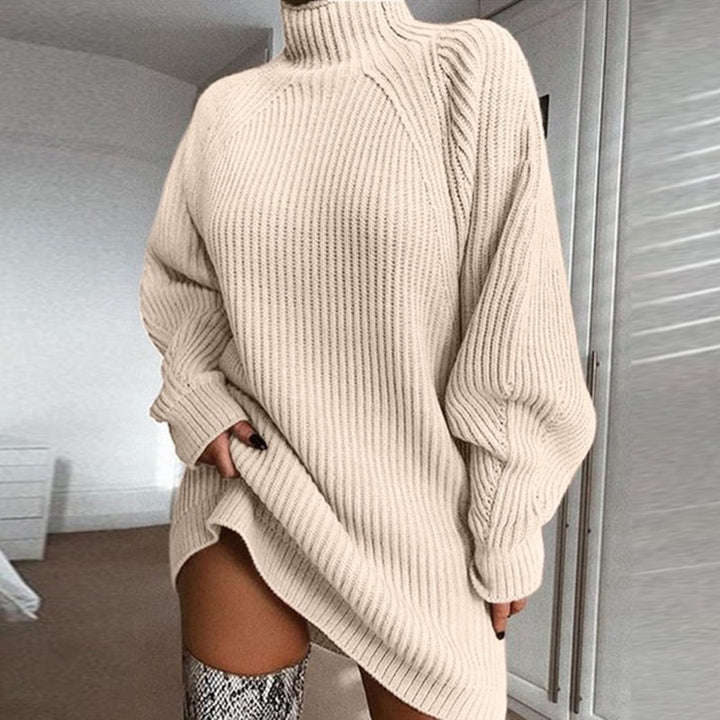 Sofie - Raglan Sleeve Cotton Turtleneck Sweater Dress