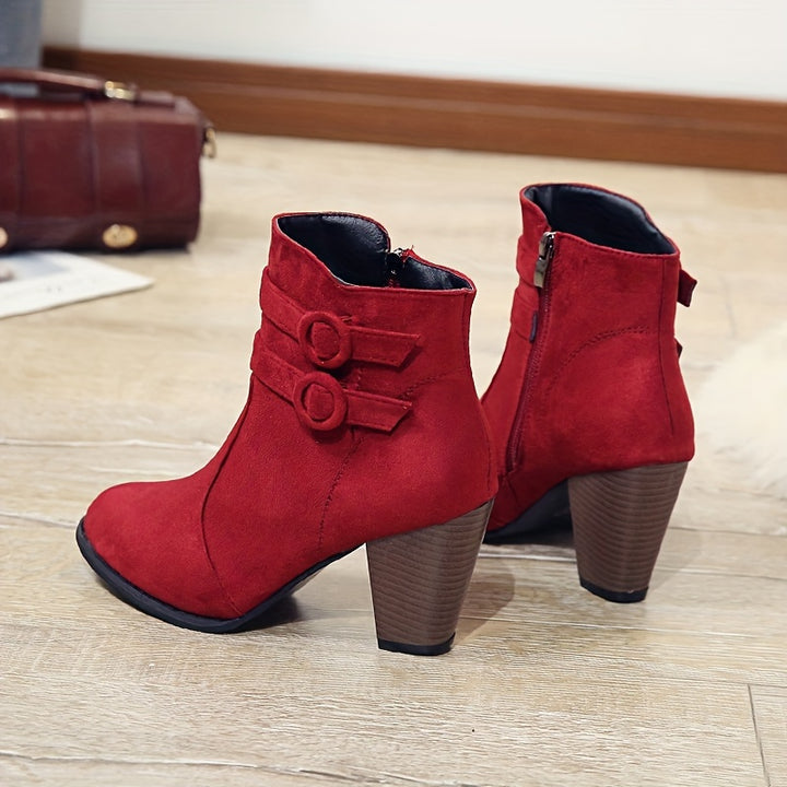 Stella - Pointed Toe Block Heel Ankle Boots