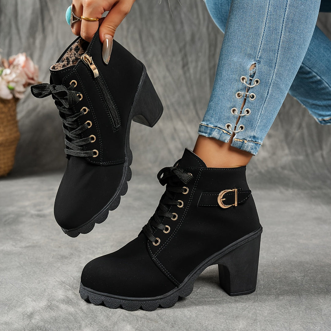 Ember - Lace Up Buckle Ankle Boot
