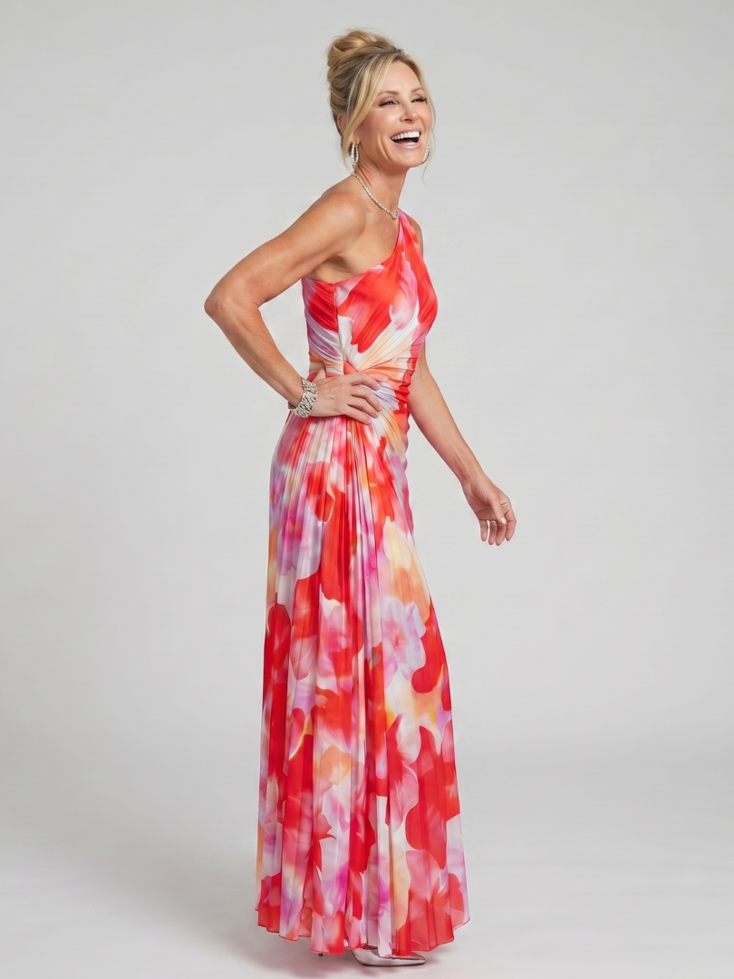Taya - One Shoulder Pleated Bodice Maxi Dress