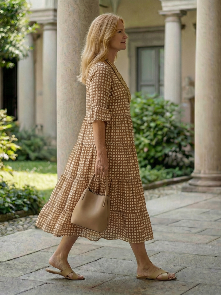 Arlo | Polka Dot Tiered Midi Dress