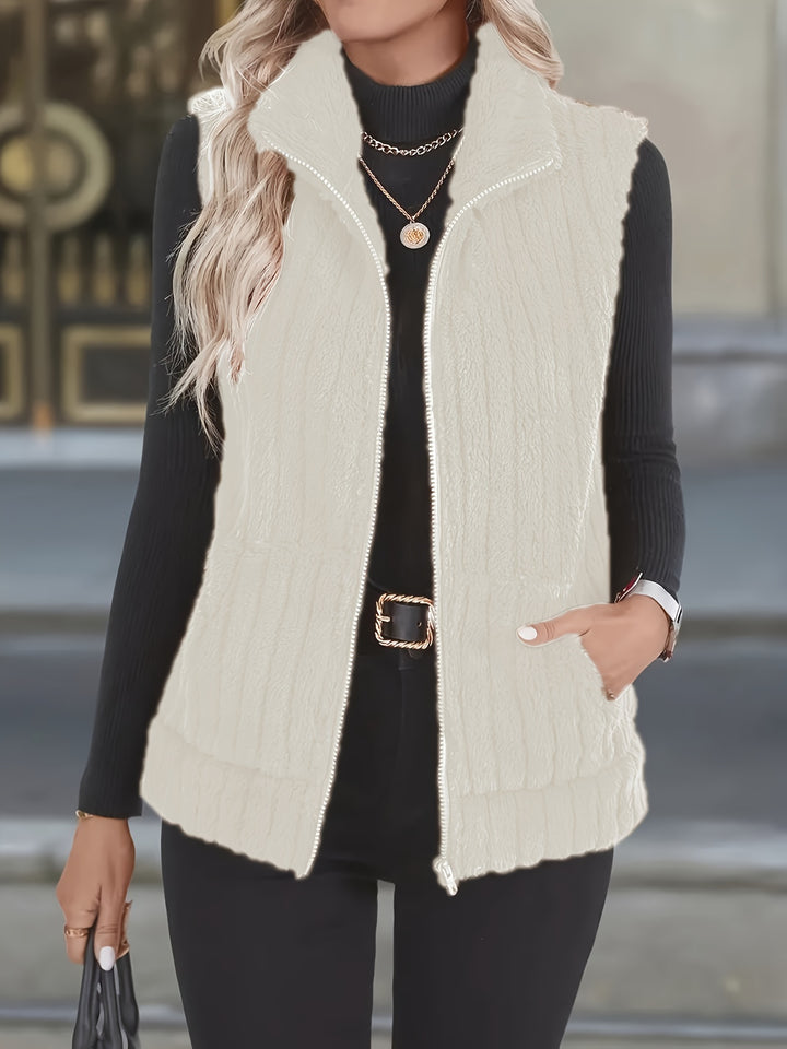 Mila - Plush High-Neck Vest Jacket