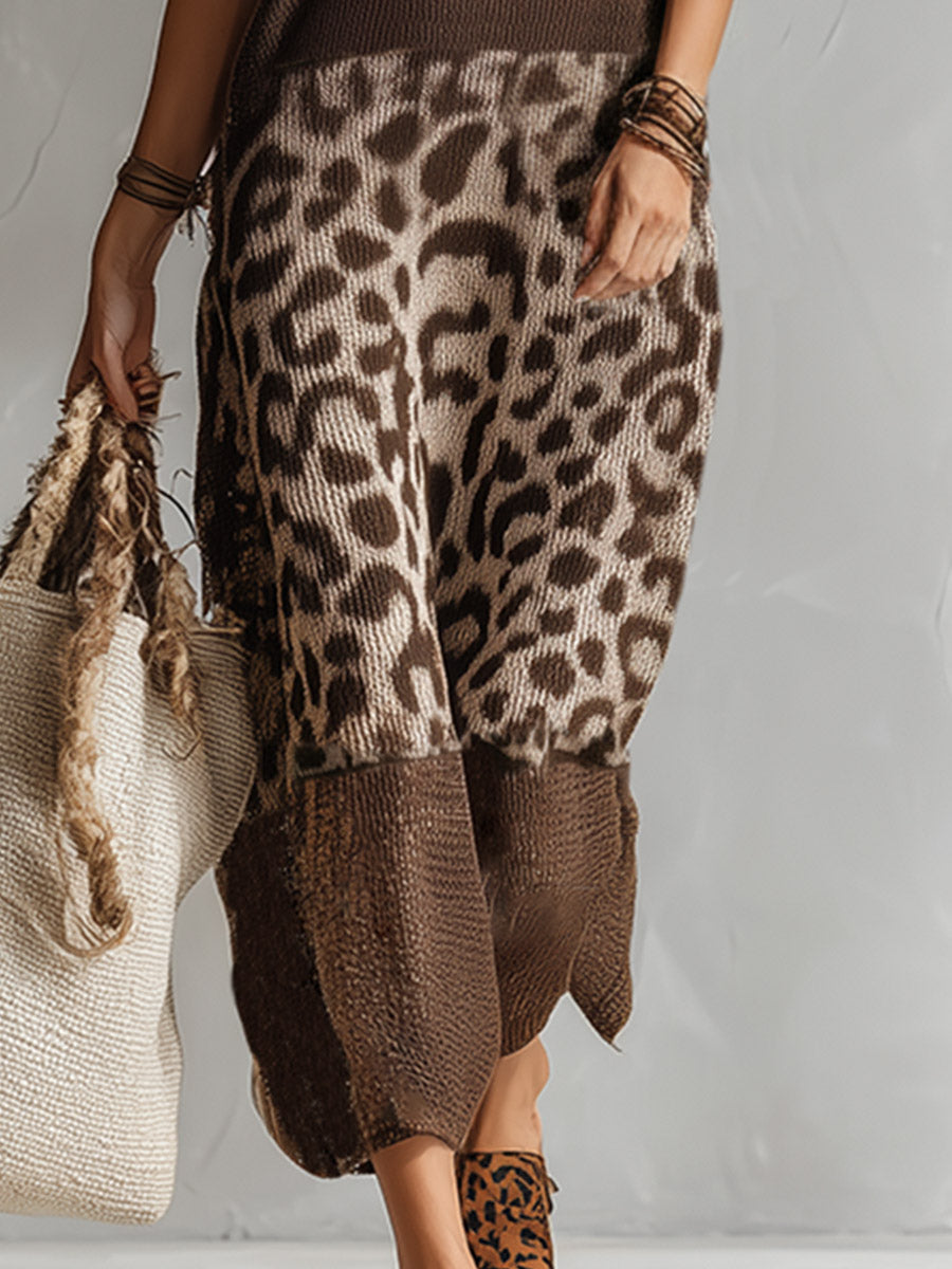 Amelia - Leopard Knit Midi Dress