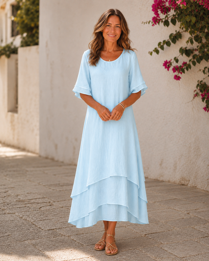 April - Elegant Cotton Ruffle Dress
