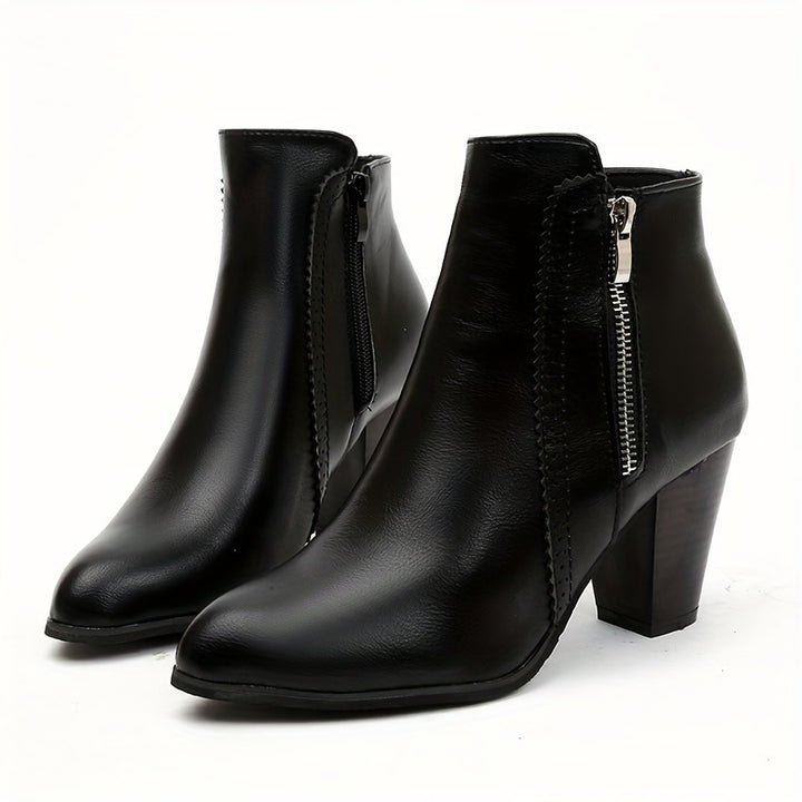 Reva - Zip Block Heel Ankle Boots