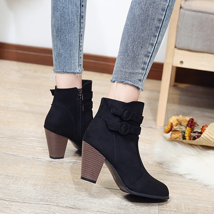Stella - Pointed Toe Block Heel Ankle Boots