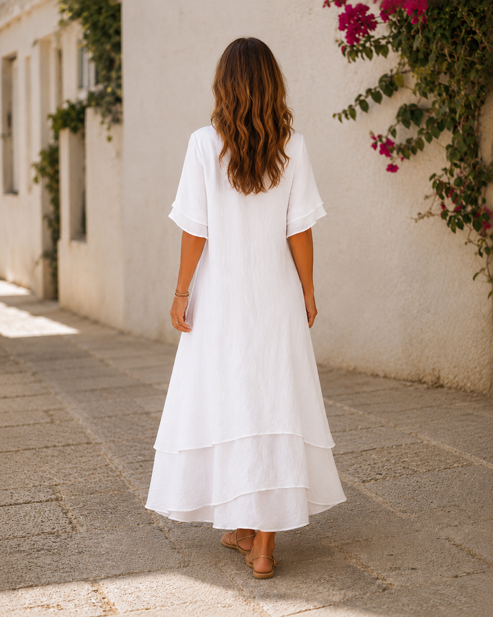 April - Elegant Cotton Ruffle Dress