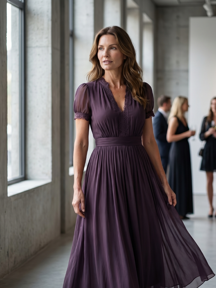 Elia - Gathered Waist Keyhole Maxi Dress