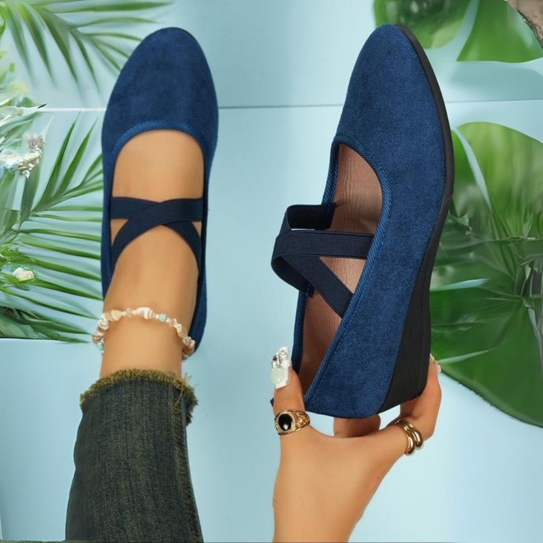 Calerinne - Closed Cross-Strap Wedge Shoes