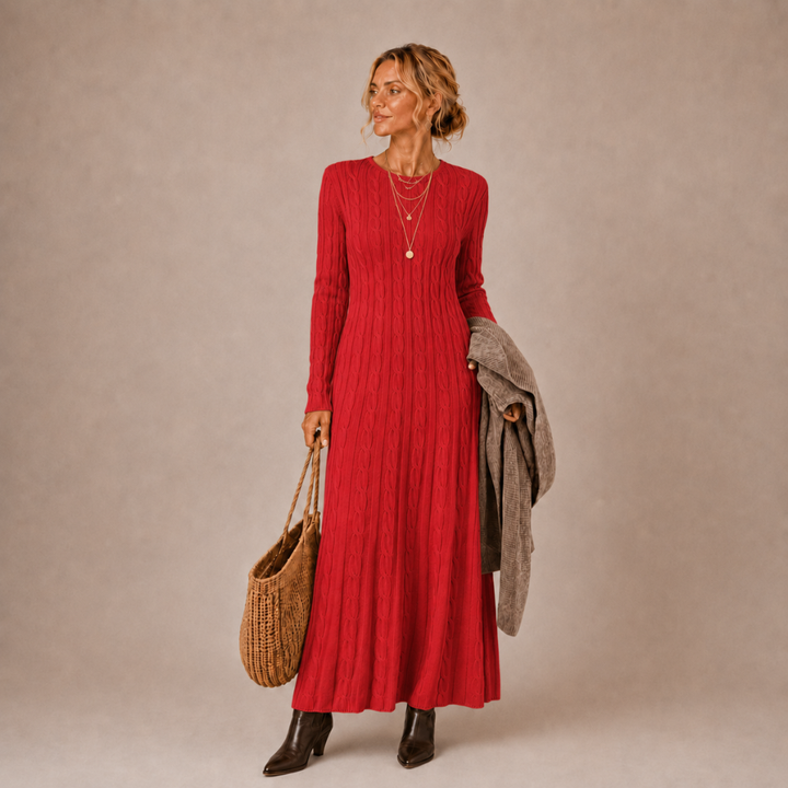 Aria - Cable Knit Maxi Dress