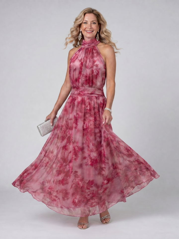 Avien - Soft Halter Neck Midi Dress