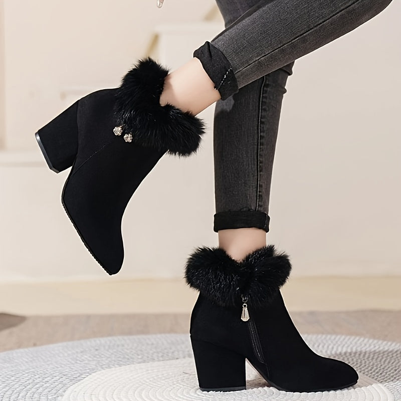 Celeste - Fleece-Lined Pointed Toe Ankle Boots