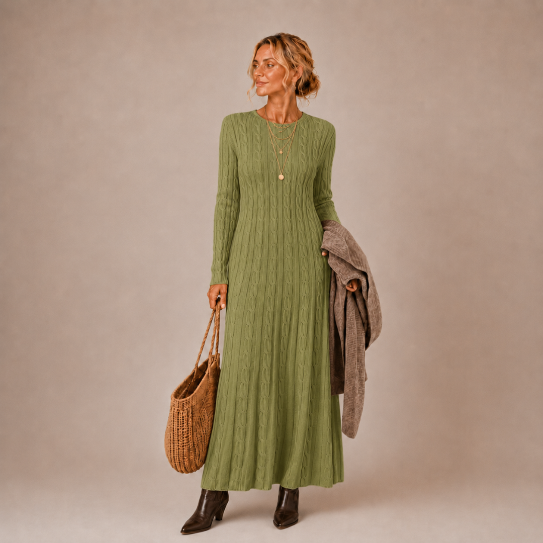 Aria - Cable Knit Maxi Dress