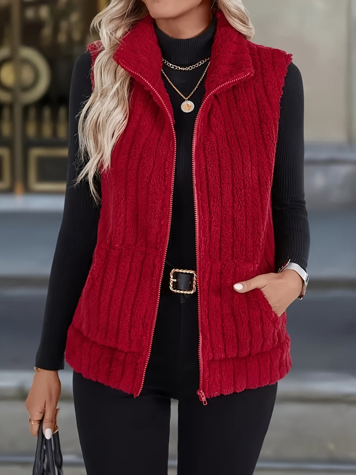 Mila - Plush High-Neck Vest Jacket