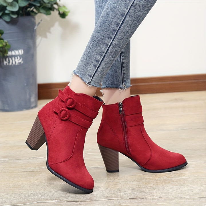 Stella - Pointed Toe Block Heel Ankle Boots