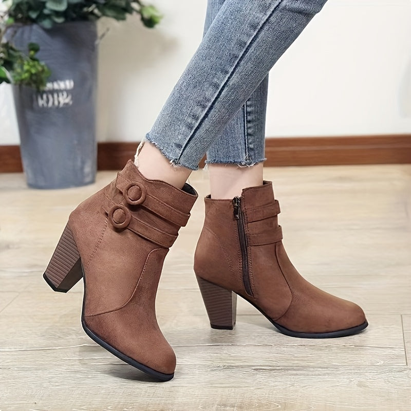 Stella - Pointed Toe Block Heel Ankle Boots