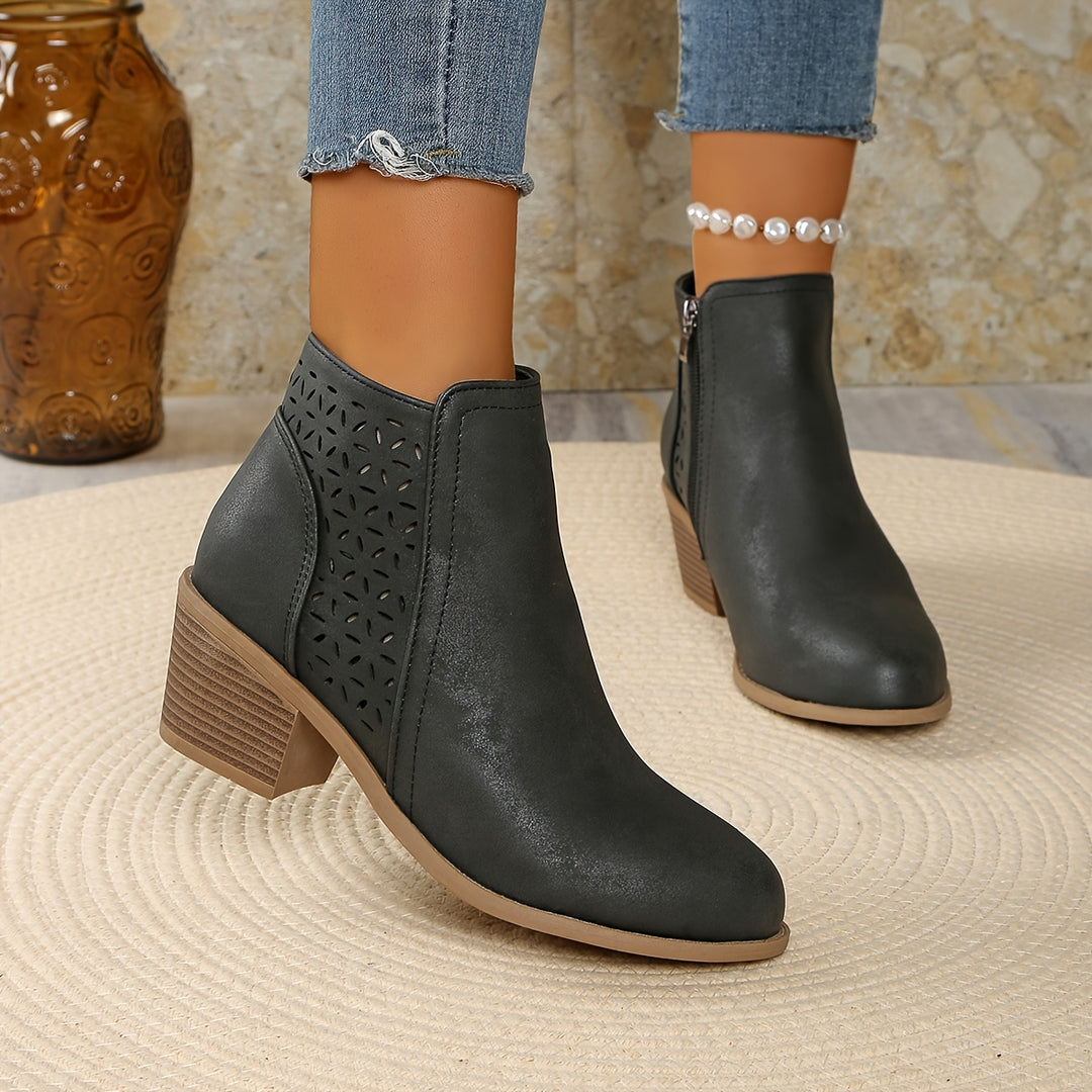 Mila - Block Heel Ankle Boots