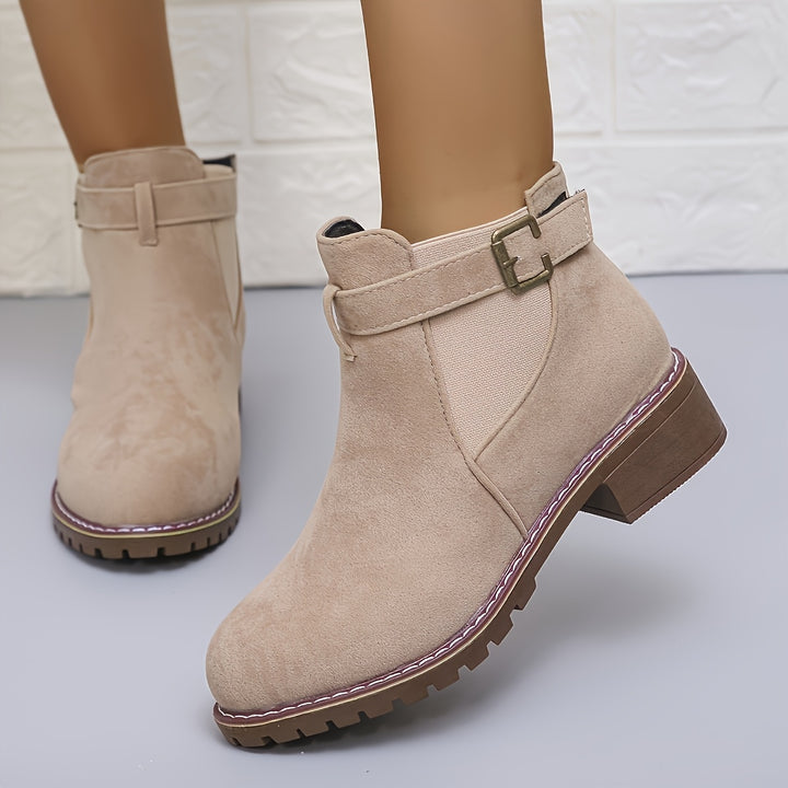Nora - Slip-On Buckle Ankle Boots