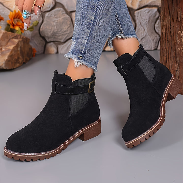 Nora - Slip-On Buckle Ankle Boots