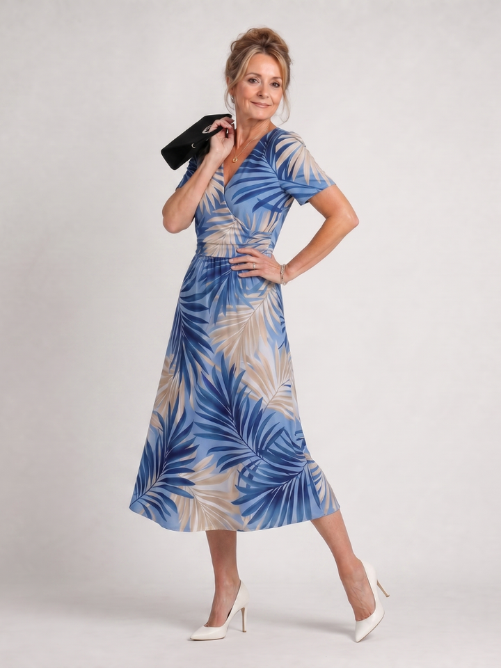 Marion - Floral Print V-Neck Midi Dress