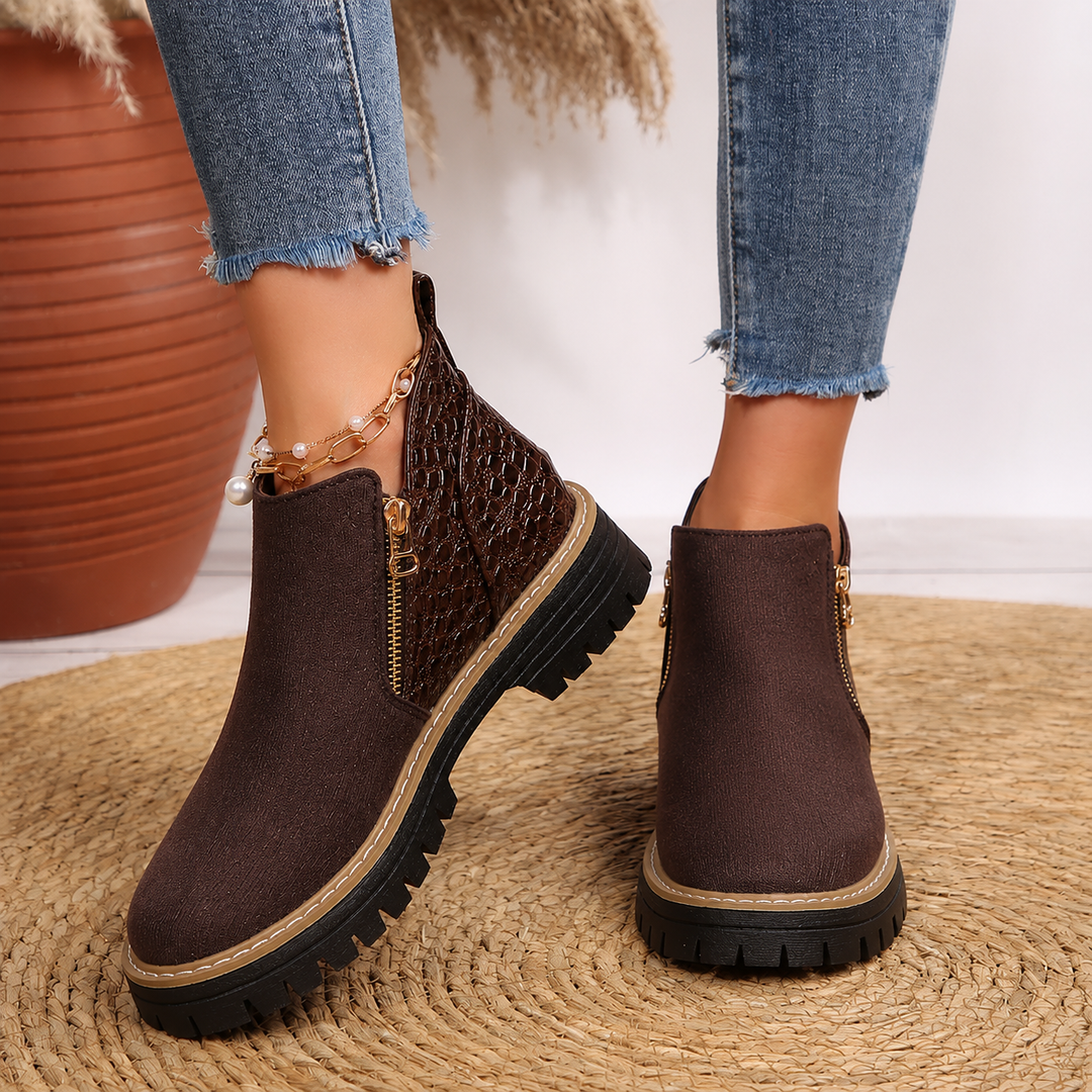 Lisa - Women's Croc Detail Ankle Boots