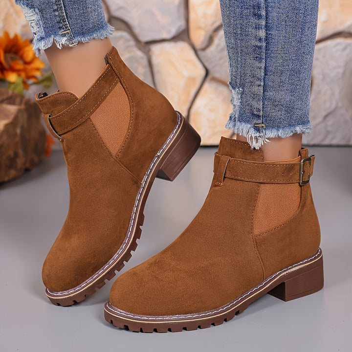 Nora - Slip-On Buckle Ankle Boots