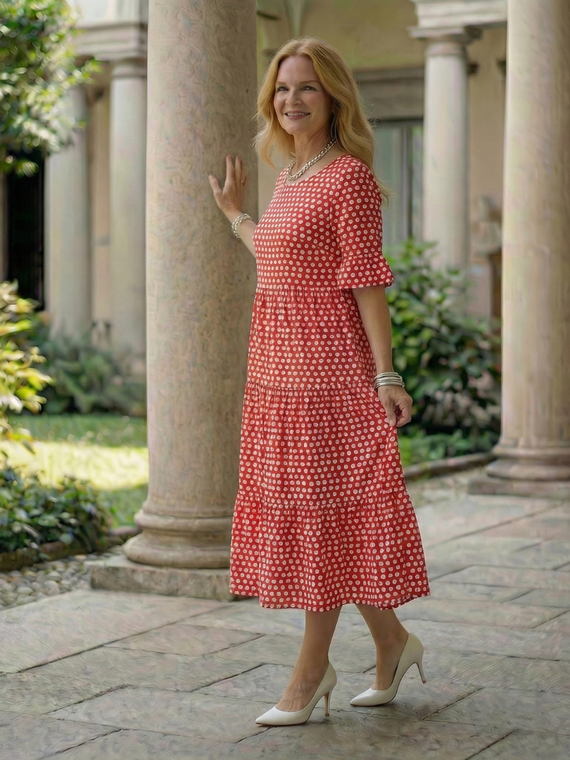 Arlo | Polka Dot Tiered Midi Dress