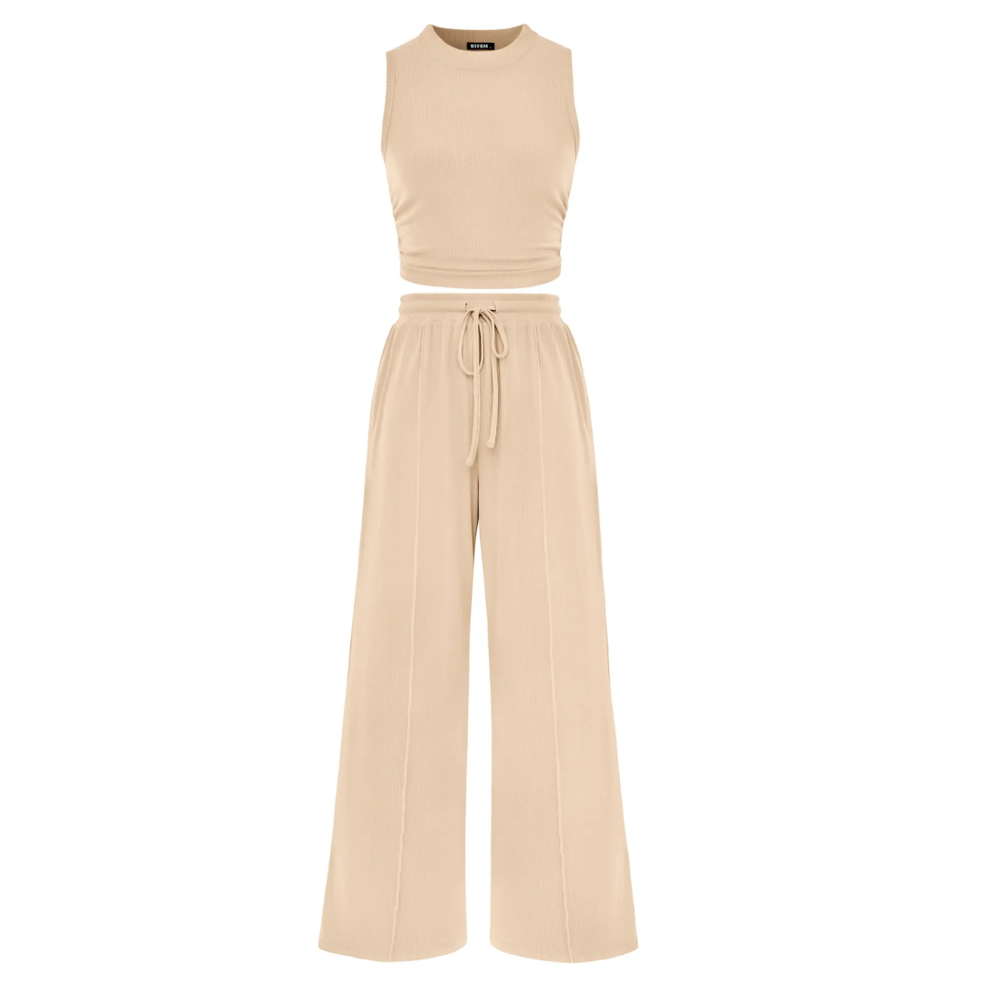 Nella - Ribbed Knit Sleeveless Lounge Set