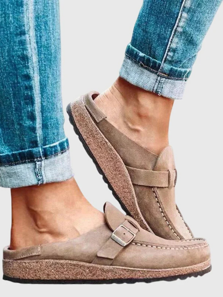 Valencia - Suede Buckle Comfort Clogs