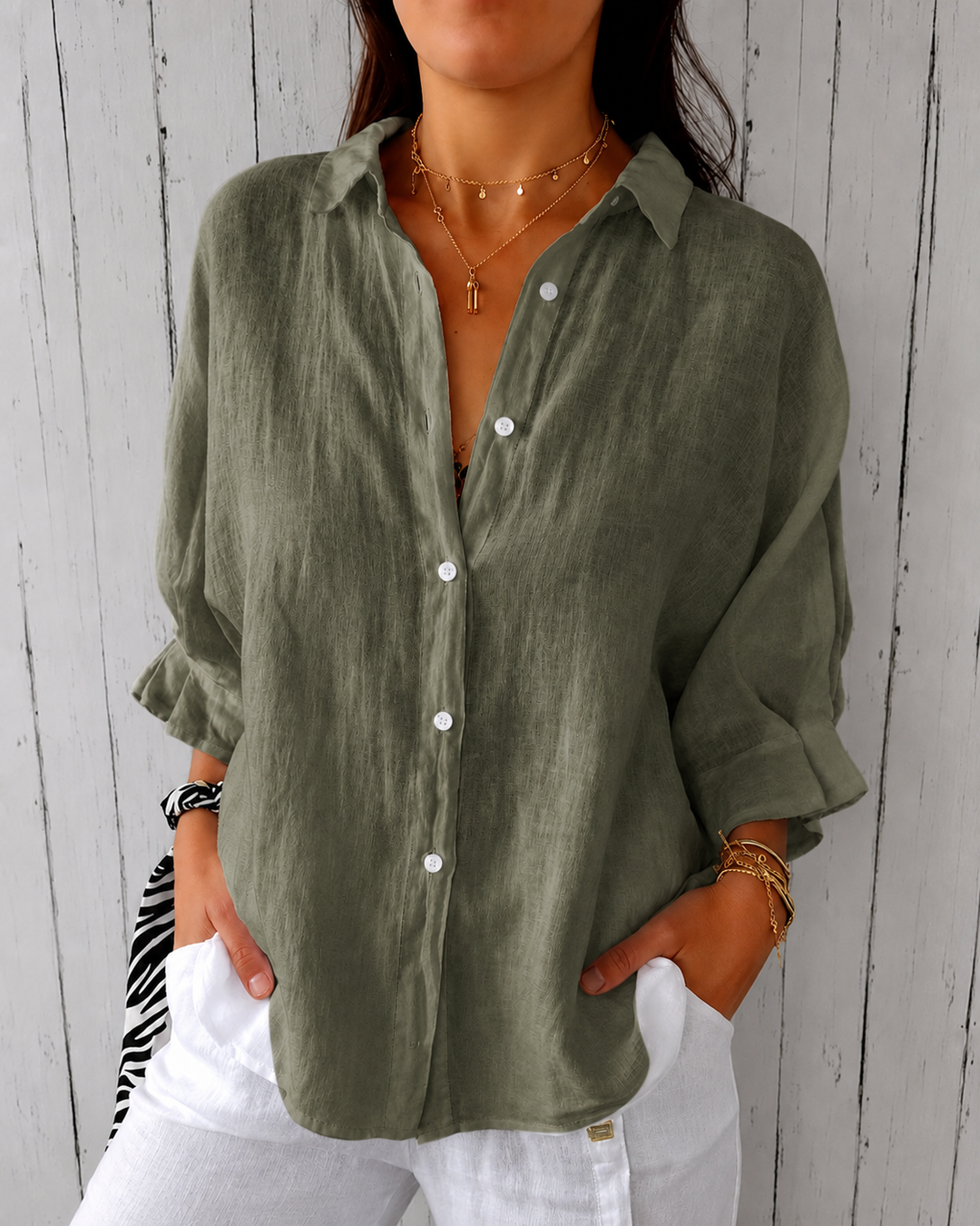 Selena - Lace-Up Back Shirt