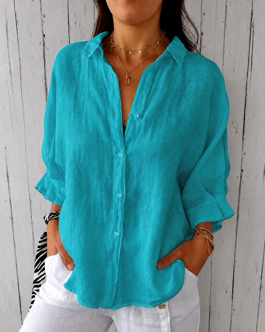 Selena - Lace-Up Back Shirt