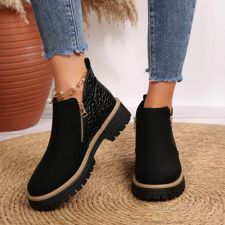 Emma - Women's Croc Detail Ankle Boots
