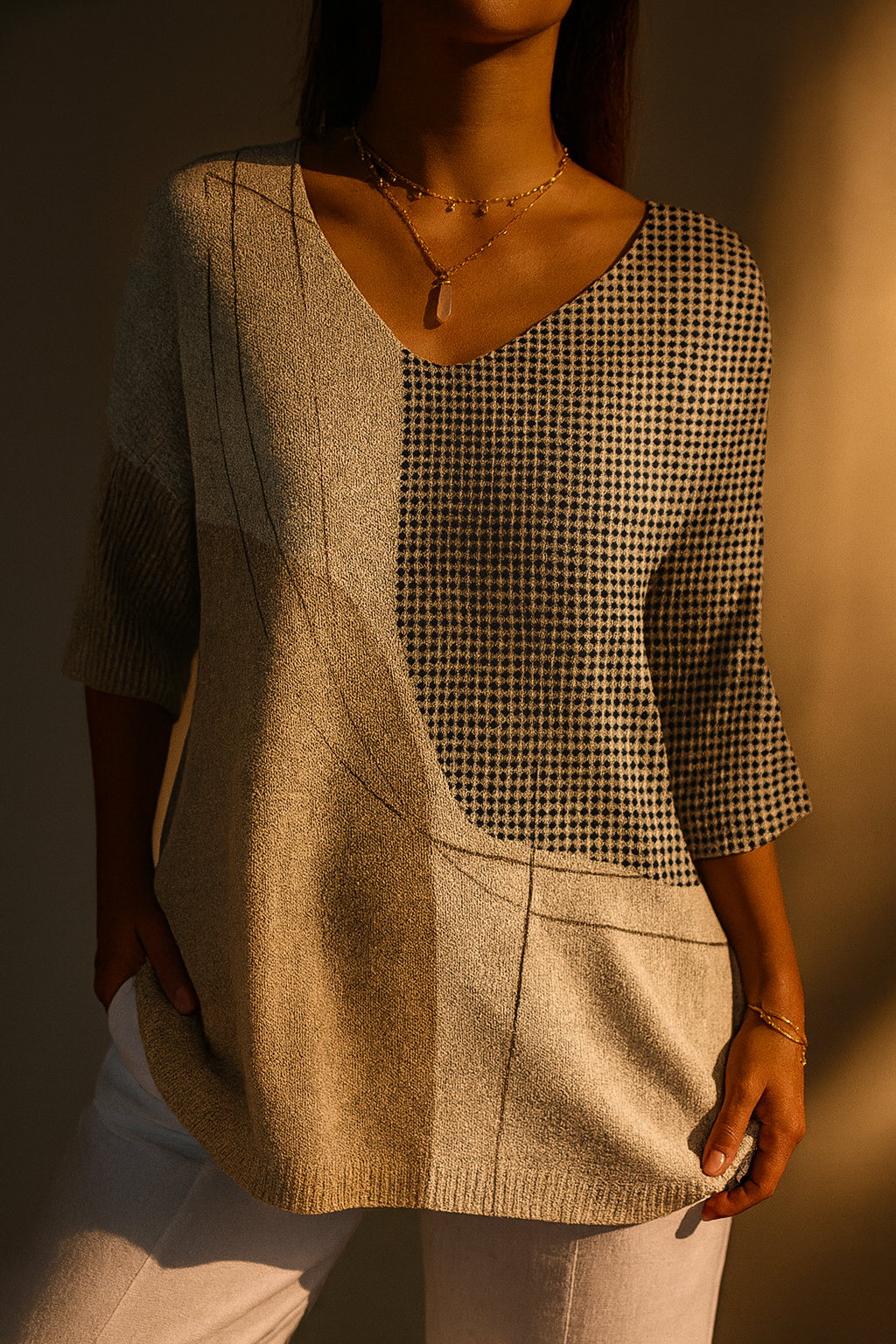 Abstract Geometric Knit Top