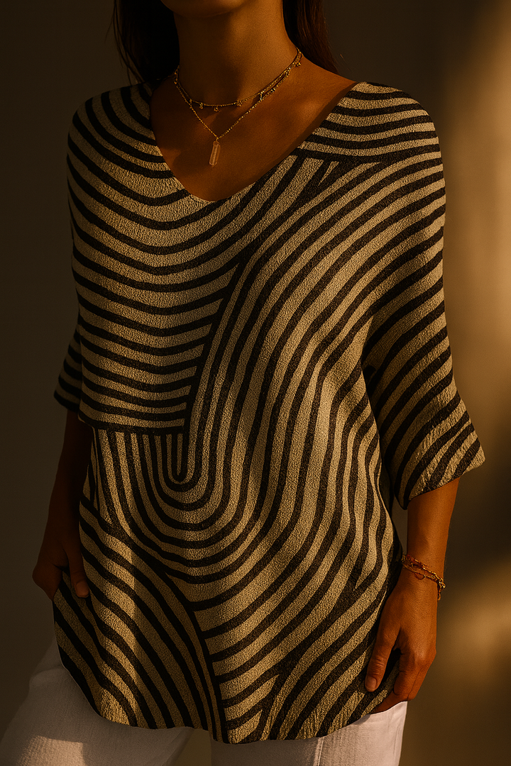 Retro Geometric Knit Top