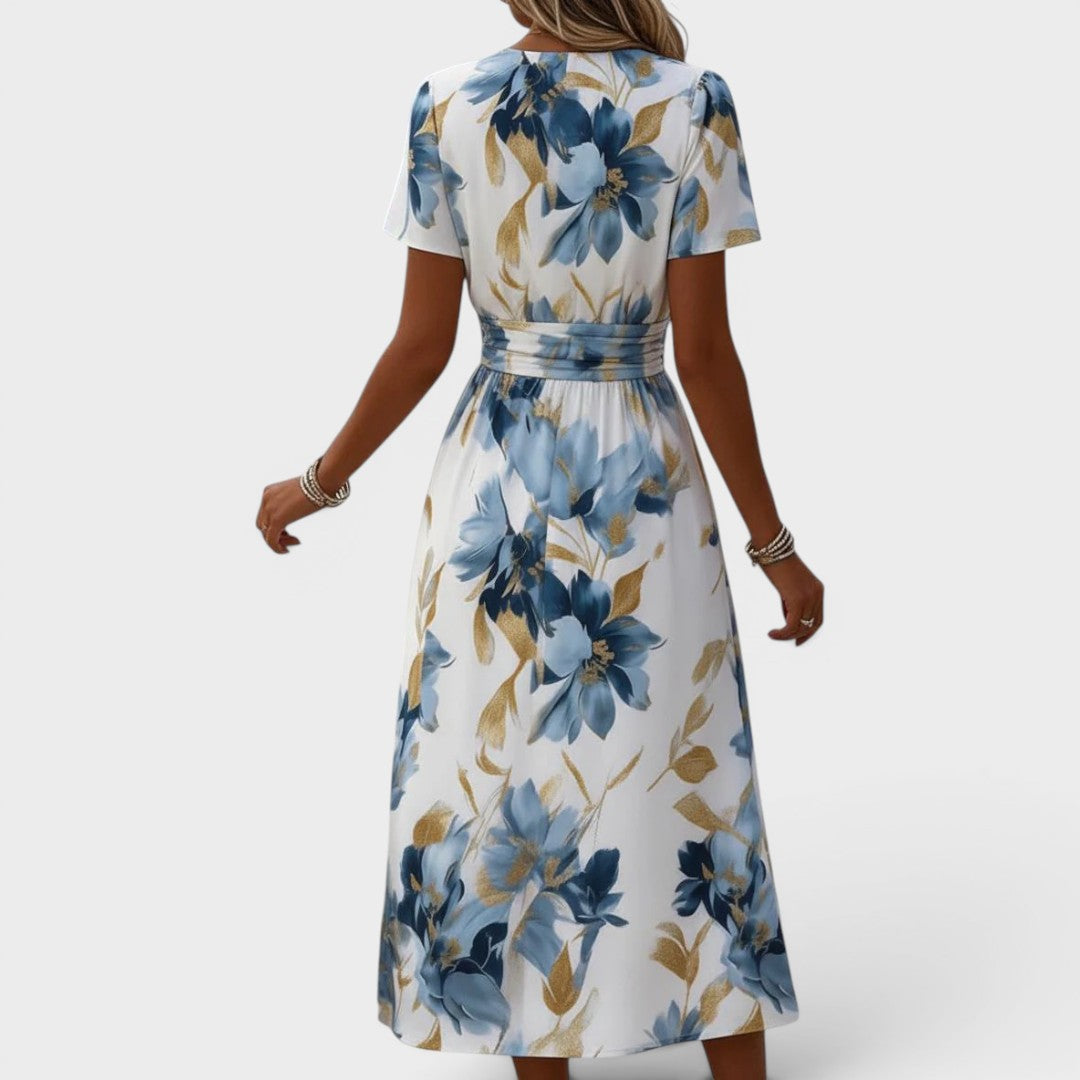 Elara - Floral Wrap Midi Dress