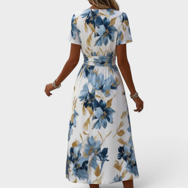 Elara - Floral Wrap Midi Dress