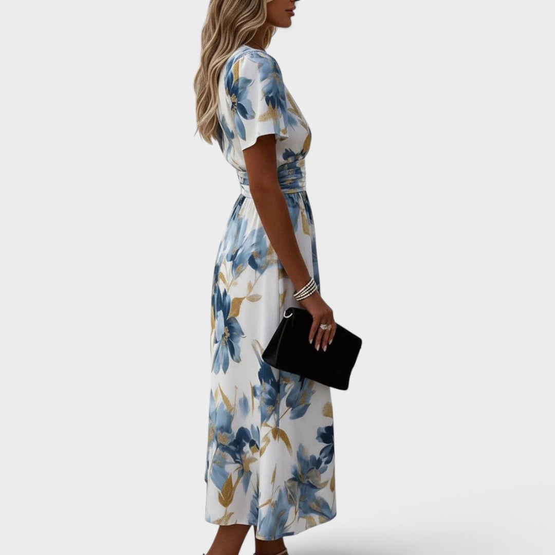 Elara - Floral Wrap Midi Dress