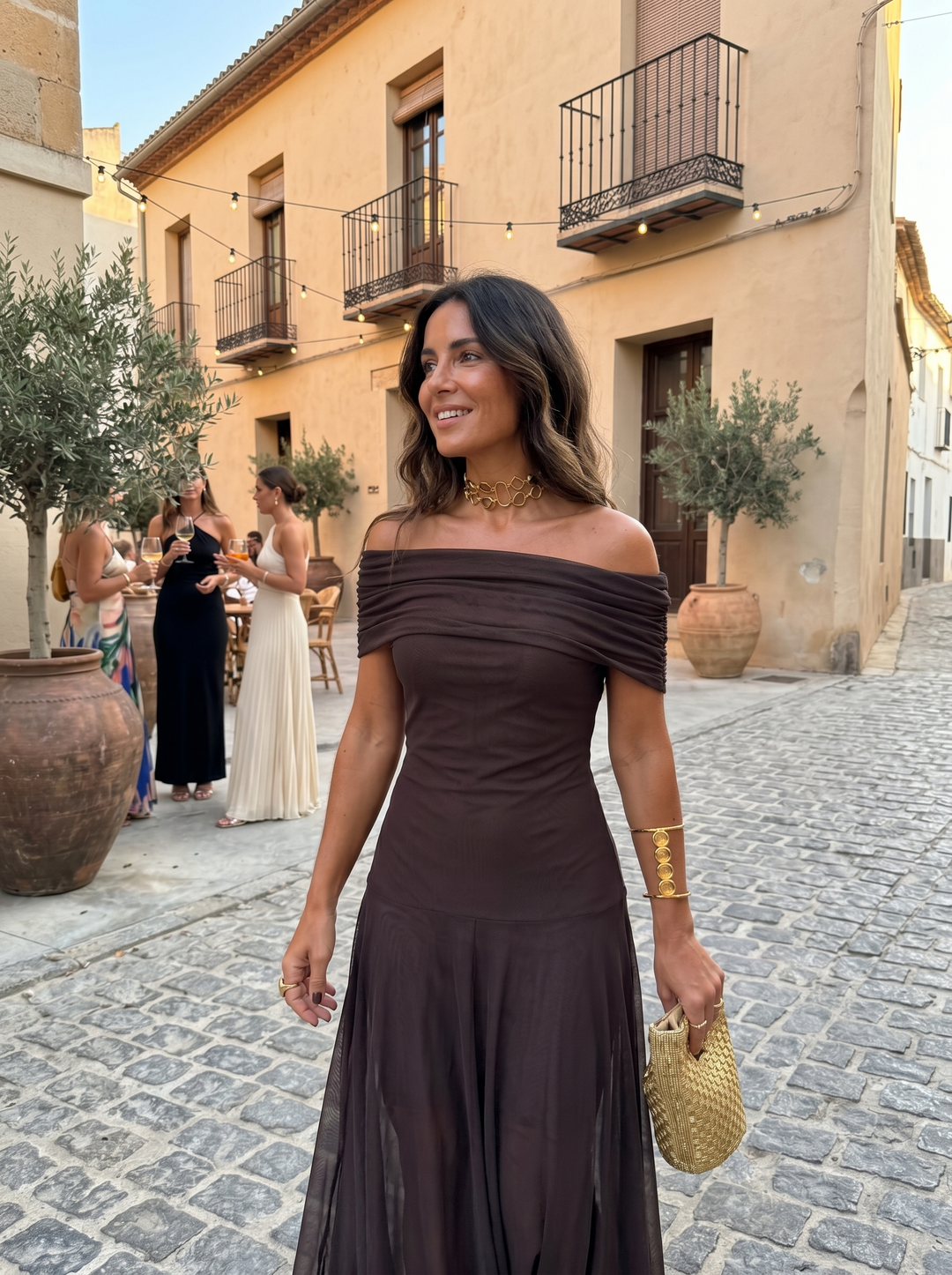 Carla - Off-Shoulder Draped Long Dress