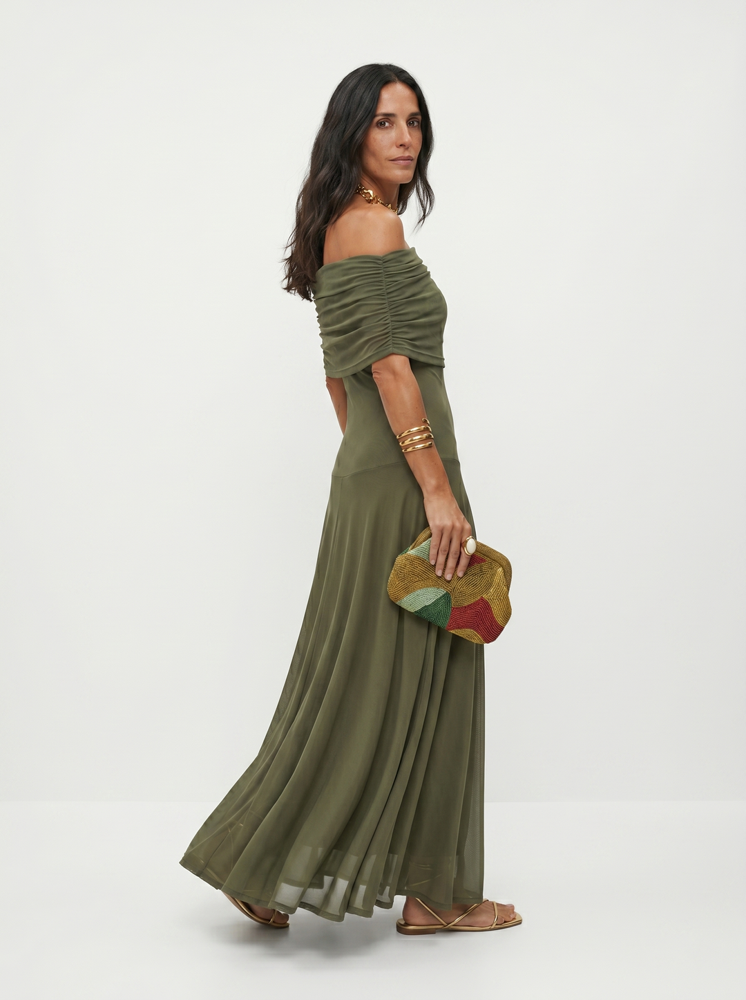 Carla - Off-Shoulder Draped Long Dress