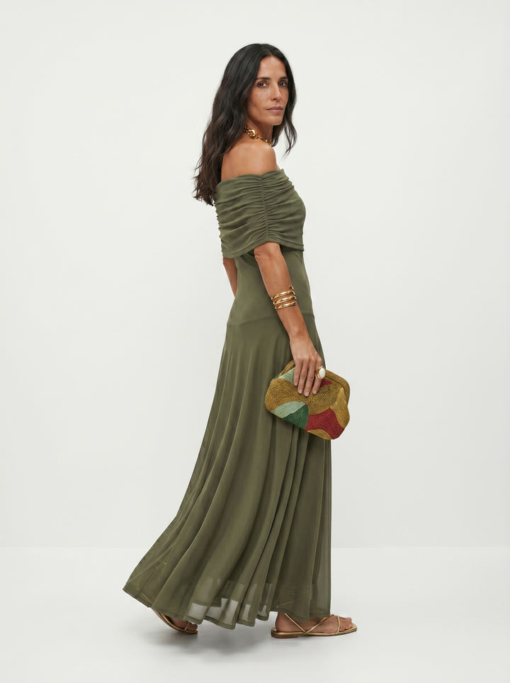 Carla - Off-Shoulder Draped Long Dress